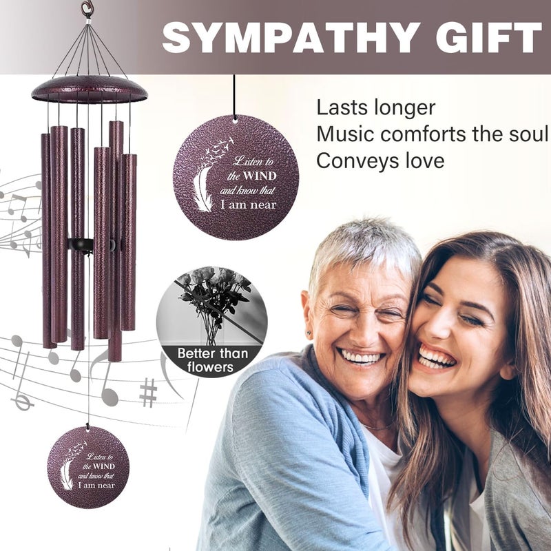 ASTARIN 36" Large Deep Tone Personalized Sympathy Wind Chimes, Memorial Wind Chime for Loss of Mother Father Loved One, Angel's Feather Bereavement Gifts Decor Outdoor Patio Garden(Produced in USA) - Image 2